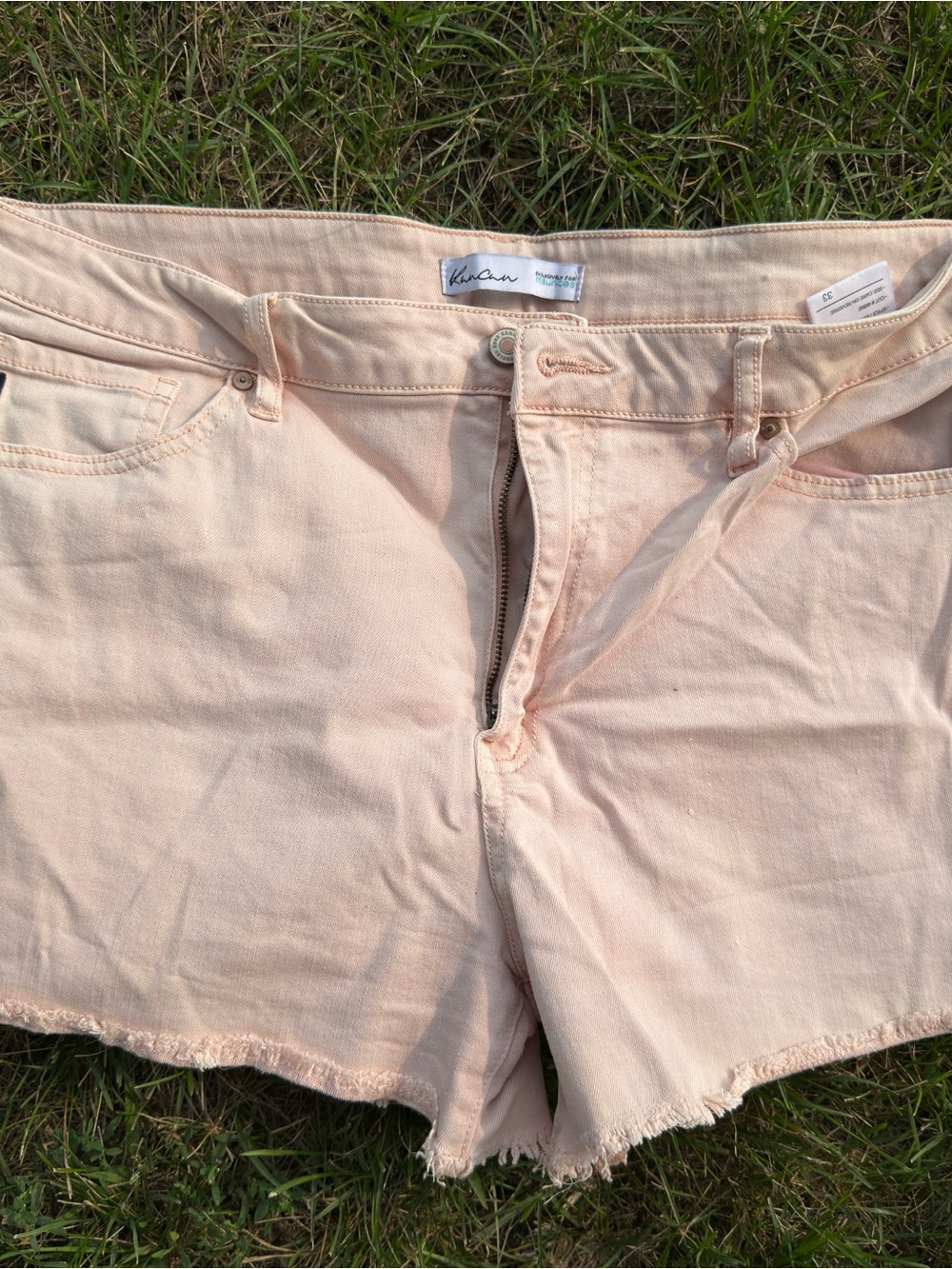 KanCan Peach Pink Denim Cutoff Shorts